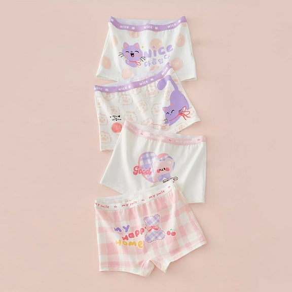 Bnwani Girls Underwear Summer Boxer Briefs Thin Antibacterial Butterfly Printed Panties 4-Pack