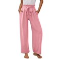 thumbnail image 1 of Bnwani Girls Wide Leg Pants Girls Pants Casual Lace Up High Waist Pant Loose Long Trousers Size 4-14 Pink, 1 of 8