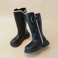 thumbnail image 1 of Bnwani Girls Winter Boots Mid-Calf Short PU Leather Fleece Lined Bow British Boots 3-11 Years, 1 of 8