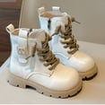 thumbnail image 1 of Bnwani Girls Winter Boots Riding Ankle PU Leather Side Zipper Soft Soft-Soled British Booties 3-9 Years, 1 of 9