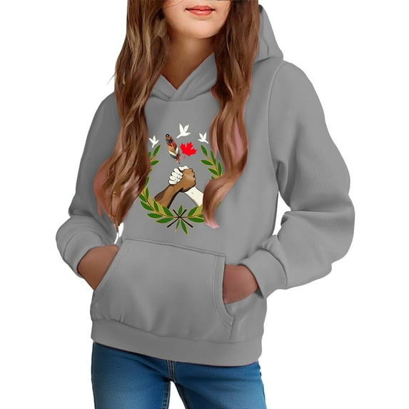 Bnwani Gray Hoodie Sweatshirt for Girls Fashion Long Sleeve Casual Sportswear Gradient Size 5t