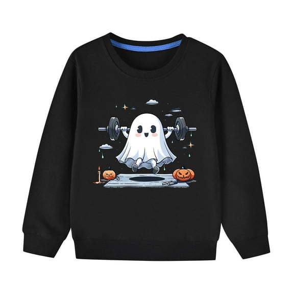 Bnwani Halloween Black Kids Hoodie Sweatshirt Boys Fashion Long Sleeve Cotton Casual Cute Solid Ghost Print Size 0