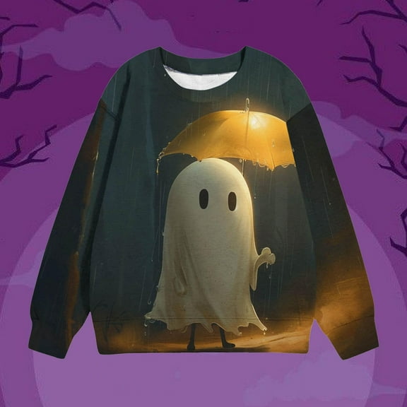 Bnwani Halloween Black Boys Sweatshirts Crew Neck Long Sleeve Casual Print Size 8-9 Years