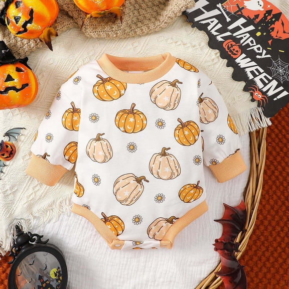 Bnwani Halloween Long Sleeve Toddler Shirts Plain Fall Crew Neck Thin Printed Tops 0-6 Months
