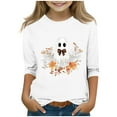 thumbnail image 1 of Bnwani Halloween Long Sleeve Toddler T Shirt White Crew Neck Casual Printed Tops 7-8 Years, 1 of 4