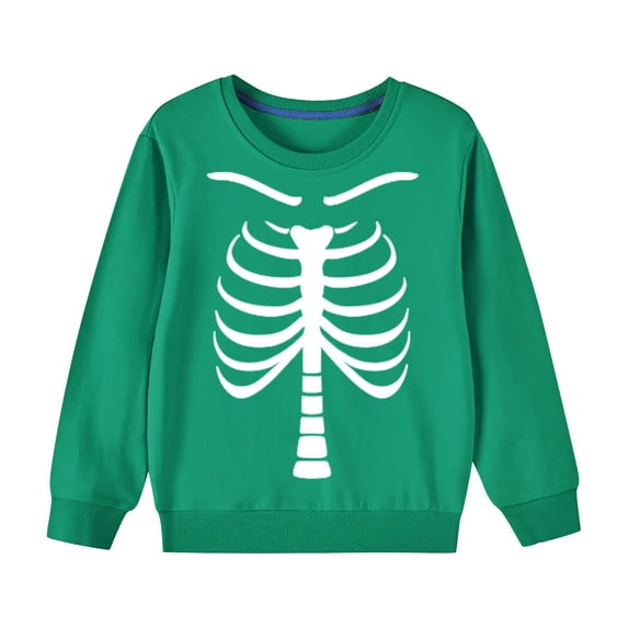 Bnwani Halloween Toddler Crew Neck Sweatshirts Fashion Long Sleeve Cotton Casual Cute Solid Print Green Size 3-4t