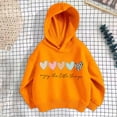 thumbnail image 1 of Bnwani Hoodie Sweatshirt for Children Fashion Long Sleeve Cotton Oversized Heart Print Orange Size 6 Years, 1 of 3