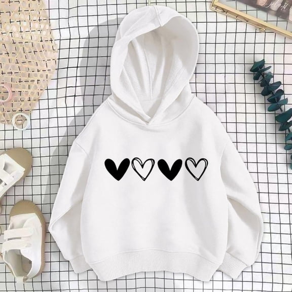 Bnwani Hoodies Girls Cotton Long Sleeve Fall Loose Sweatshirt Valentine'S Day Hearts Printed Pullover