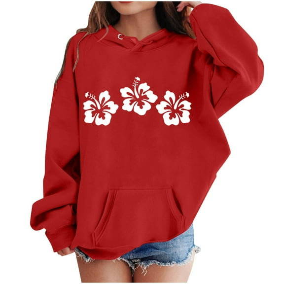 Bnwani Girls Sweatshirt Crew Neck Long Sleeve Casual Print Pocket Red Size 2-3t