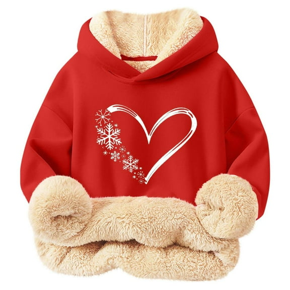 Bnwani Hoodies Girls Long Sleeve Lamb Wool Thick Sweatshirt Pullover