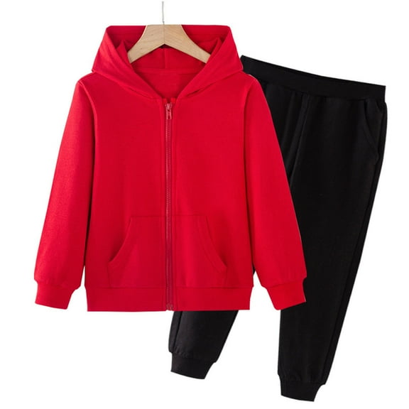 Bnwani Hoodies Set for Kids Girls Boys Cotton Long Sleeve Zip Solid Shirt Sweatshirts with Pockets and Sweatpants