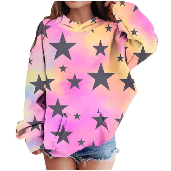 Bnwani Hoodies for Big Girls Crew Neck Long Sleeve Pockets Sweatshirt Graphic Printed Tops Pullover