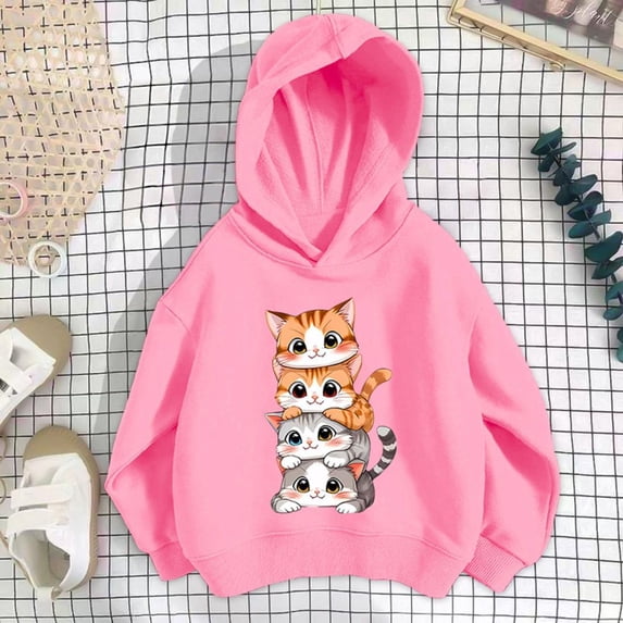Bnwani Hoodies for Girls Cotton Long Sleeve Fall Loose Sweatshirt Printed Pullover
