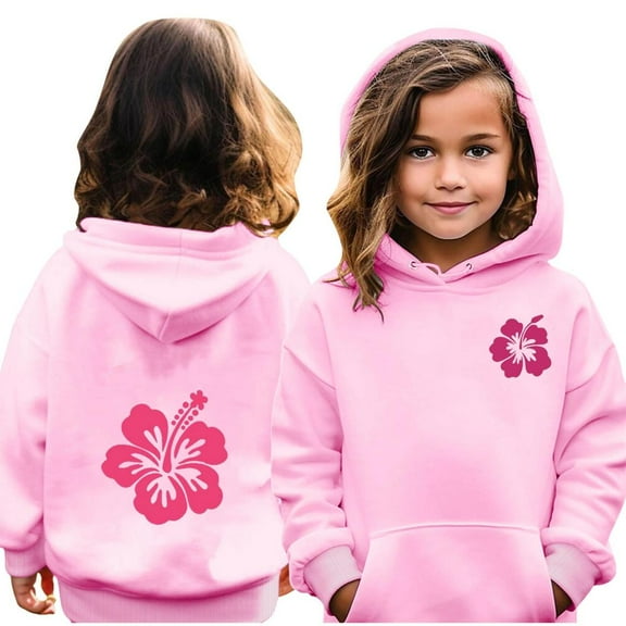 Bnwani Hoodies for Girls Crew Neck Long Sleeve Pockets Short Sweatshirt Floral Graphic Printed Tops Pullover