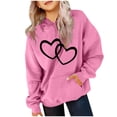 thumbnail image 1 of Bnwani Hoodies for Girls Crew Neck Long Sleeve Pockets Sports Sweatshirt Hearts Graphic Printed Tops Pullover, 1 of 4