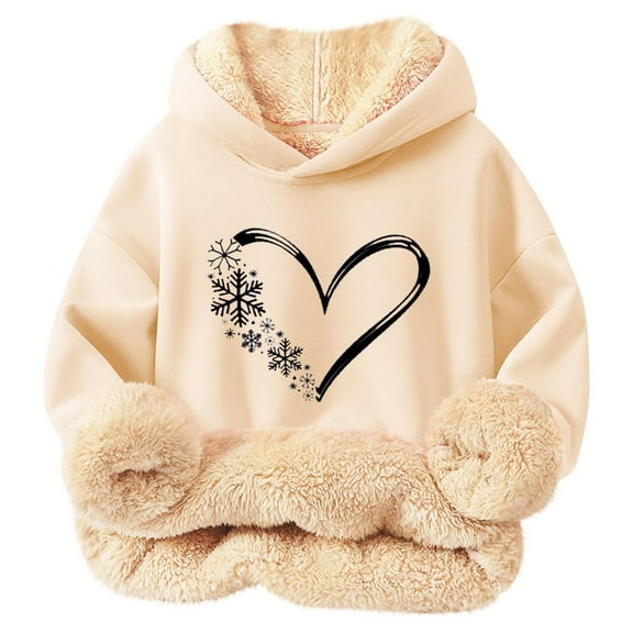 Bnwani Hoodies for Girls Long Sleeve Lamb Wool Thick Sweatshirt Pullover