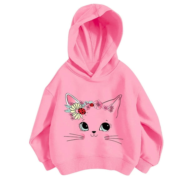 Bnwani Hoodies for Little Girls Cotton Long Sleeve Fall Loose Sweatshirt Printed Pullover