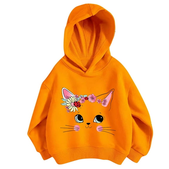 Bnwani Hoodies for Little Girls Cotton Long Sleeve Fall Loose Sweatshirt Printed Pullover