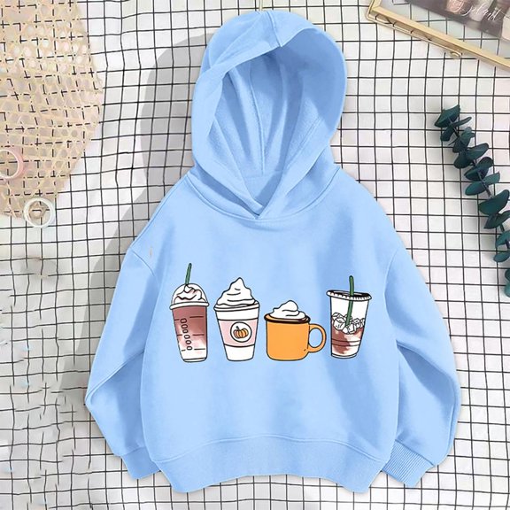 Bnwani Hoodies for Little Girls Cotton Long Sleeve Loose Thin Sweatshirt Printed Tops Pullover