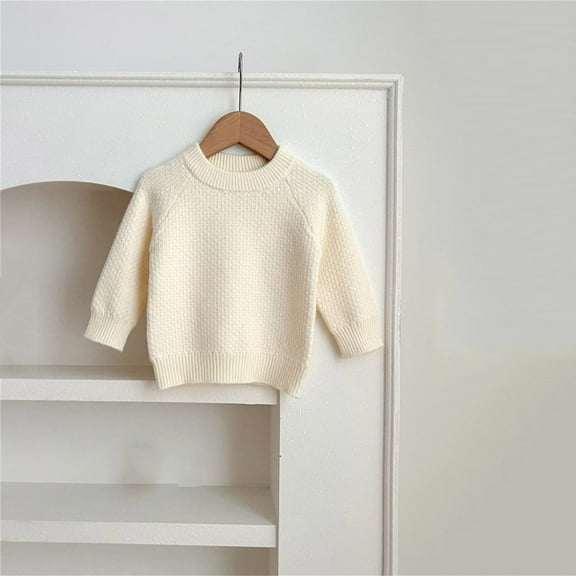 Bnwani Infant Sweaters Boys Fashion Knitted Crew Neck Long Sleeve Casual Solid Sweater Beige