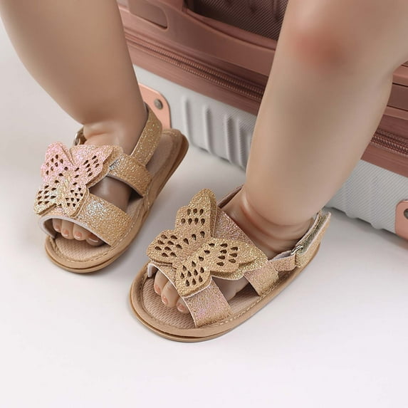 Bnwani Casual Shoes Children Shoes Infant Girl Sandals Toddler Boys Non-Slip Soft-Soled Sandals Gold Size 12-15 M