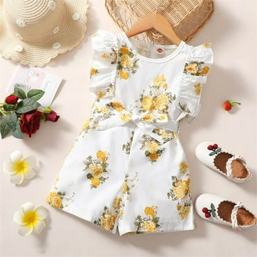 Bnwani Jumpsuits For Kid Shorts Rompers Baby Girl Flash Deals 1/4 Sleeve Cropped Toddler Jumpsuits 2 T