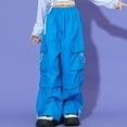 thumbnail image 1 of Bnwani Kids Cargo Pants Baggy Work Long Loose Cargo Solid Pockets Pants Blue 110, 1 of 4