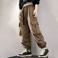 thumbnail image 1 of Bnwani Kids Cargo Pants Baggy Work Long Loose Cargo Solid Pockets Pants Yellow 5 Years, 1 of 4