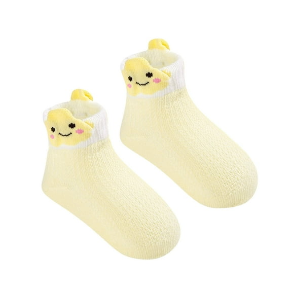 Bnwani Kids Cotton Cotton Socks Toddler Walking Floor Printed Socks Yellow