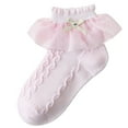 thumbnail image 1 of Bnwani Kids Cotton Socks Boys Winter Spring Cotton Dance Thick Solid Color Lace Floral Socks Pink 7-8 Years, 1 of 2