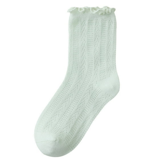 Bnwani Kids Cotton Socks Toddler Cotton Crew Thin Solid Color Mesh Socks Green