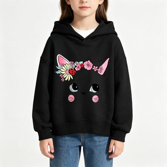 BCSIOAOI Kids Hoodies Girls Cotton Long Sleeve Fall Loose Sweatshirt Printed Pullover