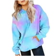 thumbnail image 1 of Bnwani Kids Hoodies Girls Crew Neck Long Sleeve Pockets Short Sweatshirt Tie-Dye Graphic Printed Tops Pullover, 1 of 3