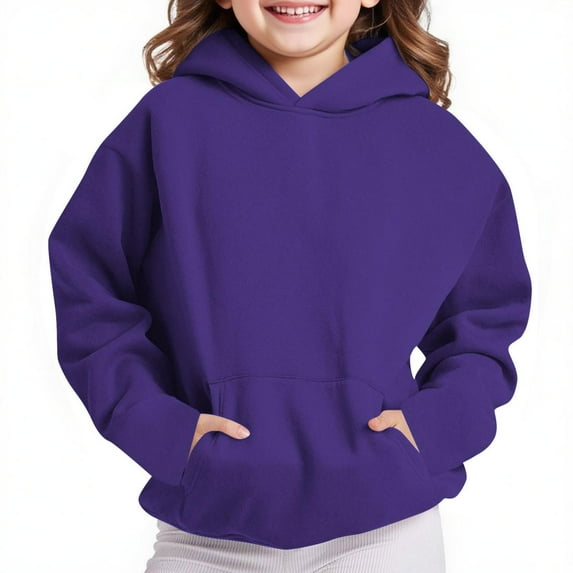 Bnwani Kids Hoodies Girls Long Sleeve Oversized Fleece Sweatshirt Cute Plain Tops Pullover