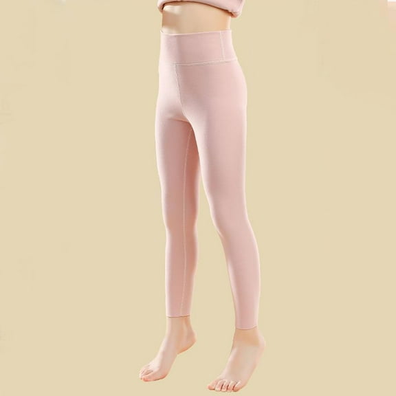 Bnwani Kids Leggings Winter High Waist Thick Fleece Warm Casual Solid Underwear Pink