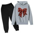thumbnail image 1 of Bnwani Kids Outfit Sets Christmas Hoodies Long Sleeve Bow Print Sweatshirts and Elastic Waist Pants, 1 of 2
