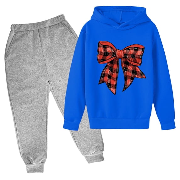 Bnwani Kids Outfit Sets Christmas Hoodies Long Sleeve Bow Print Sweatshirts and Elastic Waist Pants