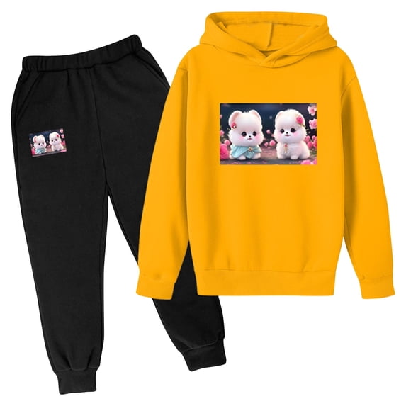 Bnwani Kids Outfit Sets Hoodies Long Sleeve Print Sweatshirts and Elastic Waist Pants