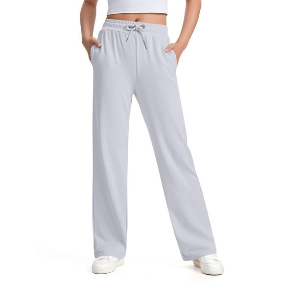 Bnwani Kids Pants Girls Casual Straight-Leg Trousers Outdoor Solid with Pockets Pant Gray
