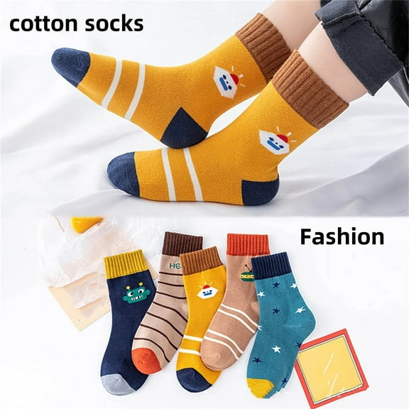 Bnwani Boys Crew Socks Cotton Breathable Socks Yellow 12-24 Months 5 Pairs
