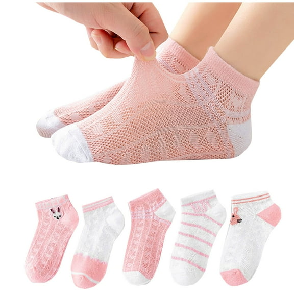Bnwani Kids Socks Girls Cotton Floor Breathable Socks Pink 10-12 Years 5 Pack