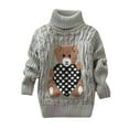 thumbnail image 1 of Bnwani Kids Striped Sweater Winter Fashion Knitted Cotton Turtleneck Long Sleeve Thickened Warm Casual Solid Bear Printed Sweater Gray, 1 of 7