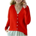 thumbnail image 1 of Bnwani Kids Sweaters Girls Fall Knitted V-Neck Cardigan Solid Sweater Red, 1 of 3
