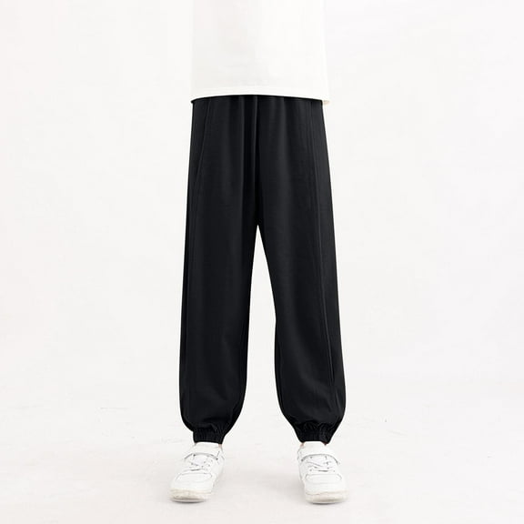 Bnwani Kids Training Pants Lantern Sports Outside Long Straight Solid Waisted Pants Black 3 Years