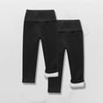 thumbnail image 1 of Bnwani Leggings for Kids Girls High Waist Elasticity Fleece Warm Solid Black 2 Pack, 1 of 3