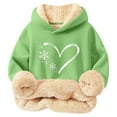 thumbnail image 1 of Bnwani Little Girls Hoodies Long Sleeve Lamb Wool Thick Sweatshirt Pullover, 1 of 2