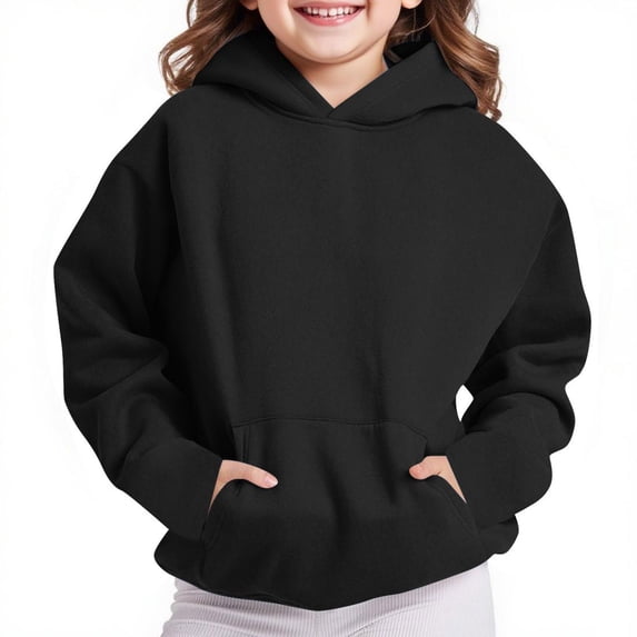 Bnwani Little Girls Hoodies Long Sleeve Oversized Fleece Sweatshirt Cute Plain Tops Pullover