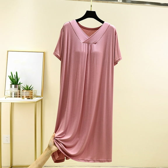 Bnwani Long Nightgowns for Women Strap Comfortable Loose Solid Purple Size L