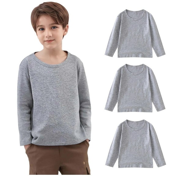 Bnwani Long Sleeve Toddler Shirt Cotton Crew Neck Soft Casual Fashion Cute Solid Tops 12-24 Momths