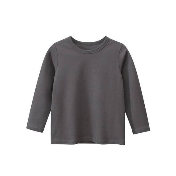 Bnwani Long Sleeve Toddler Shirt Cotton Fall Cotton Crew Neck Casual Solid Tops 3-4t